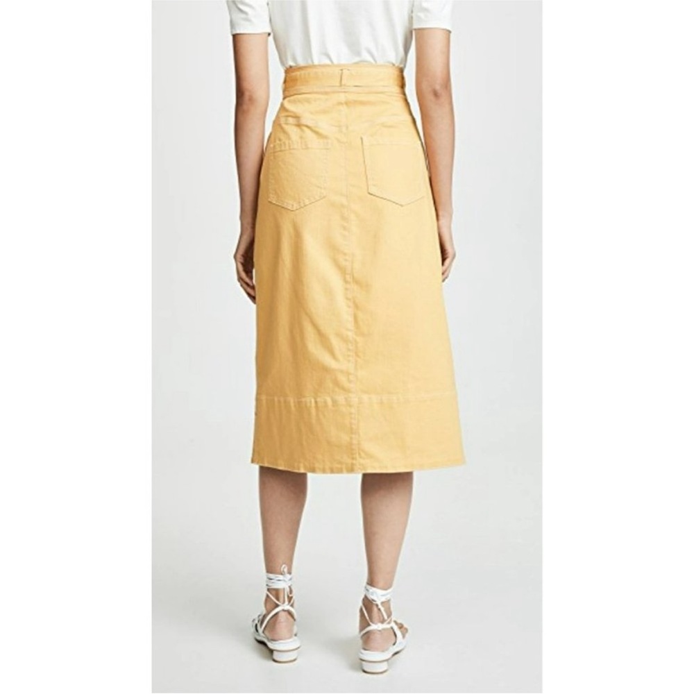 Ulla Johnson denim skirt yellow Tie Front Midi womens size 6 belted tie waist - Picture 8 of 8